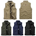 Miniatyrbillede 2 af 5: Mænds Udendørs Vest Mesh Åndbar Veste Fritids Sport Fiskevest 5XL Solid Sort solid  Black 5XL