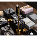Miniatyrbild 3 av 5: Blommigt inslagningspapper med transparent moln-drak, vattentätt, förtjockat, drömskt guld- och silverprickigt presentpapper, grått papper, 20 ark