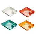 Miniatyrbillede 1 af 5: 4 stk. Snacktallerken Rejestallerken med Sauceglas Skåle Dumpling Serveringstallerkener Morgenmadstallerkener Rumdeler Tallerkener Dumpling