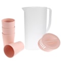 Pikkukuva 3 / 3: 1,6 l Muovijuomakattila Lämpöä Kestävä Kylmävesijug Juice Pitcher Kansi Ja 4kpl Kupit (vaaleanpunainen)Vaaleanpunainen12,5x8,6x23cm Pink 12.5x8.6x23cm