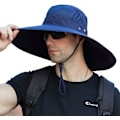 Miniatyrbillede 1 af 5: Super Bredbred Bucket Hat Upf50+ Vandafvisende Solhat Til Fiskeri Vandreture Camping C06 Blå C06 navy Blue