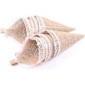 Miniatyrbillede 3 af 5: Jute Kegle Planteholder Organizer Kirkegang Dekoration Bryllup Fest (Lysebrun) (10 stk)
