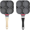 Miniatyrbilde 1 av 4: 4-Egg Pan, Nonstick Aluminium Multifunksjons Stekepanne Med Håndtak For Frokostpannekaker, Posjert Egg (Holder Komfyr)