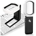 Miniatyrbillede 1 af 5: 10x 25x LED Læseforstørrelsesglas, Forstørrelsesglas med LED-lys, (Hvid)