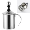 Miniatyrbilde 2 av 2: 800ml Dobbel Mesh Manuell Melkeskummer Håndpumpe Melkeskummer Håndholdt Melkeskumming Kanne For Cappuccions Kaffe