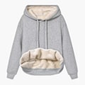 Miniatyrbillede 1 af 5: Dame Casual Vinter Varmt Fleeceforet Trøje med Hætte Light gray M