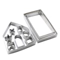 Pikkukuva 1 / 3: 10 kpl 3D joulupiparkakkutalon leivontalevysetti, ruostumaton teräs, keksi-, hedelmä- ja kakkuvuokia, keittiön leivontavälineet, hopea Silver