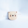 Miniatyrbillede 4 af 4: Valnød Coasters Kopholder Tegneseriebjørn Indlagt Træmåtte, e