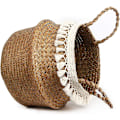 Miniatyrbillede 2 af 5: Tassel Makrame Vævet Havgræs Mavekurv Til Opbevaring, Dekoration 25cm 25cm