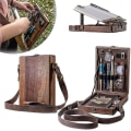 Miniatyrbild 4 av 4: A5 Messenger-väska i portföljstil Multifunktionell förvaringslåda för konstnärsverktyg och penslar Skrivare Messenger Trälåda 1 - Brun