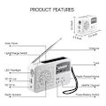 Miniatyrbild 2 av 4: Nödradio med sol- och handvev, batteridriven USB-laddning, FM/AM-radio, LED-ficklampa, telefonladdare