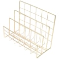 Miniatyrbillede 3 af 3: 1 Stk Enkel Legering Fil Dokument Stativ Stativ Skrivebords Opbevaring Stativ Fil Holder (Lyseguld)Golden17.5 Golden 17.5X14X8.5CM