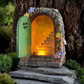 Miniatyrbillede 4 af 4: Kunstig Solcelledrevet Havelys Harpiks Ornamenter Simuleret Stenport Lysende Fe Have Statue Hjem