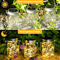 Miniatyrbilde 2 av 5: Solcellelamper Utendørs, 3 Stykker Solcellehagelamper 30 Led Vanntette Mason Jar Hagelamper For Innendørs Utendørs Belysning Dekor Juleris (wa