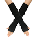 Pikkukuva 1 / 4: Kashamiirisekoitetut käsivarsinlämmittimet talviset sormittomat käsineet neulotut pipohanskat rannelämmittimet peukalonreiällä naisille black One size fits all