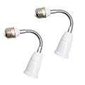 Miniatyrbillede 2 af 3: 2 stk LED Pærer Svanehals Forlænger Adapter Skrue Lys Konverter E27 Pæreholder Pære Forlænger White 20X5 CM