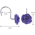 Miniatyrbillede 4 af 5: 12 stk. Hjemmemode Dekorative Rustfrie Bruseforhængskroge Rose Design Bruseforhængsringe Kroge (rød) Lilla Purple
