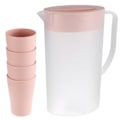 Pikkukuva 2 / 3: 1,6 l Muovijuomakattila Lämpöä Kestävä Kylmävesijug Juice Pitcher Kansi Ja 4kpl Kupit (vaaleanpunainen)Vaaleanpunainen12,5x8,6x23cm Pink 12.5x8.6x23cm