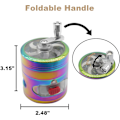 Miniatyrbillede 2 af 5: 2,5 Tommer Krydderi Grinder med Håndtag, Zink Legering Metal Regnbue Håndsving Grinder med Transparent Topdæksel til Maling