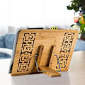 Miniatyrbillede 5 af 5: Bambus Bogestativ, Bogestativ Med 2 Metal Sideholdere, Foldbar Og Justerbar Stativ, Til Ipad/ Tablet/ Kogebøger/ Skrivebordsdokument Holder (hul O
