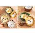 Miniatyrbild 3 av 4: Cartoon Japanska Keramiska Katt- och Hundnudlar med Lock Söta Djursoppsallad Frukt Skål Köksbord