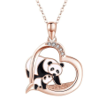 Pikkukuva 1 / 2: Mama Bear Panda Äiti ja Lapsi Rakkaus Sydän Söpö Eläin Karhu Riipus Kaulakorut Korut Syntymäpäivälahja Ruusukulta Rose Gold