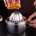 Miniatyrbilde 3 av 3: Manuell Saftpresser Multifunksjonell Rustfritt Stål Appelsinjuicepresser Bærbar Sitrusfruktjuice Maskin Silver
