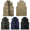 Miniatyrbillede 2 af 5: Mænds Udendørs Vest Mesh Åndbar Veste Fritids Sport Fiskevest 4XL Solid Blå solid  Blue 4XL
