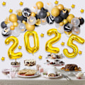 Pikkukuva 3 / 5: 2 sarjaa 2025 Uuden Vuoden Eve Party-tarvikkeita, Hyvää Uutta Vuotta 2025 Ilmapallokaari Ilmapallopullot 2025 Uuden Vuoden Juhliin