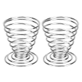 Miniatyrbilde 1 av 3: 2 stk Eggkopp i rustfritt stål Mini fjærtråd Eggbrett Eggstativ Kokt eggstativ Oppbevaring Sølv 2 stk Silver 2 pcs