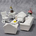 Miniatyrbild 4 av 5: Dockhus Miniatyr Soffa Modell Mini Soffgrupp Miniatyr Soffa Med Kuddar För 1/12 Dockhus Vit 13.5X7.2X6.4CM White 13.5X7.2X6.4CM
