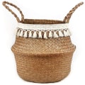 Miniatyrbillede 1 af 5: Tassel Makrame Vævet Havgræs Mavekurv Til Opbevaring, Dekoration 25cm 25cm