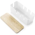 Miniatyrbilde 2 av 5: Rektangulær kabeloppbevaringsboks med trelokk, kabeldeksel for datamaskin TV, strømbrett, lader og USB-hubsystem, 30,3 * 12,4 * 11,6 cm