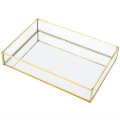 Miniatyrbillede 1 af 4: Nordisk Retro Opbevaringsboks Guld Rektangulær Glas Makeup Organizer Bakke