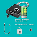 Miniatyrbild 5 av 5: Smart Hem Fingeravtryckslås Säker Hänglås Dörrlås Vattentätt Nyckellöst USB Uppladdningsbart Zinklegering Huslås