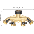 Miniatyrbillede 2 af 5: Slangedeler 4-vejs Slangekobling G3/4in Hun-gevind Metal Slangekobling med 4 Ventiler til Havevanding Balkonvanding Bilvask