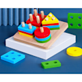 Pikkukuva 4 / 5: RYI)Montessori-lelut 1 2 3 -vuotiaille taaperoille, puinen pinoamis- ja lajittelulelu