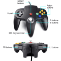 Miniatyrbild 4 av 5: 2-pack USB-trådbunden N64-kontroll, suily Klassisk N64 PC-spelkontroll Joystick för PC MAC Pi 3 (Svart/Grå)