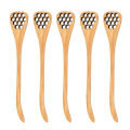 Miniatyrbilde 2 av 3: 5 stk Tre Hule Carving Honning Rør Skedder Japansk Stil Honningkake Design Egg Separator Blanding Dippers (brun)
