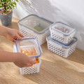 Miniatyrbillede 5 af 5: Køkken Køleskab Opbevaringsboks Rektangulær Plastik Dræningskurv Dobbelt Lag Køleskab Opbevaringsbeholder_xrzi Gray--Suit (850ml + 1750ml + 3300ml)