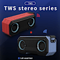 Miniatyrbilde 3 av 5: Bærbar Bluetooth-høyttaler, svart, for hjemmet og utendørs, Bluetooth, IPX7 vanntett, stereolyd, LED-lys, innebygd mikrofon for telefon