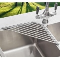 Miniatyrbild 5 av 5: Liten Triangelformad Upprullningsbar Dish Drying Rack med Silikonbeläggning Rostfritt Stålram för Diskhohörn, Multifunktionell Över-Diskho Köksavrinnare