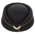 Pikkukuva 2 / 2: Mustat Asusteet Naisten Uniformu Cosplay-Puolueen Asusteet Esitys Hat Stewardess Hat Air Hostess Cap Plane Felt Flight HatBlack20X18CM Black 20X18CM