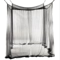 Miniatyrbilde 1 av 5: Svart Baldakin Seng Gardiner Hvit Seng Komfort 4 Hjørnepost Nett Seng Netting Nett Seng BlackBlack Black