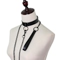Miniatyrbild 5 av 5: Halsband i läder med cirkel för kvinnor, läderchoker med metallring