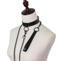 Miniatyrbillede 5 af 5: Læder Halskæde Cirkel Kvinder Læder Choker Metal Ring Choker