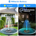 Miniatyrbillede 4 af 5: Solcellefontænepumpe, Opgraderet 3W Fontæne med 7 Dyser RGB Farvelys, Udendørs Fontænepumpe med Batteri til Fuglebad Havepool