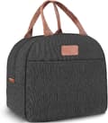 Isolerad lunchväska, 300D katjonisk polyester med framficka, för kontor, picknick och resor, svart, 29,5 x 18,3 x 21,5 cm