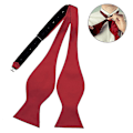 Miniatyrbilde 2 av 5: Håndknyttede slips i solid farge for menn, i polyester silke, for smoking og bryllup - Gourd-form, vinrød Wine red
