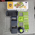 Miniatyrbillede 3 af 5: Køkkenredskaber 14 i 1 Grøntsagsskærer Manuel Mandolin Frugt Grøntsagsskærer Løg Dicer Grøntsagshakker*ryy 14PCS SETS-Grey&GREEN